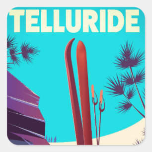 Sticker Carré Telluride Ski Montagnes Rocheuses