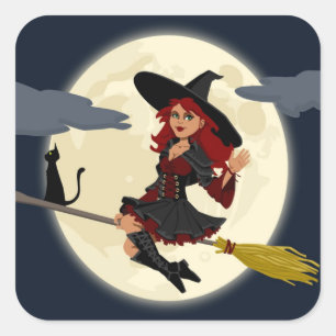 STICKER CARRÉ TÉMOIN HALLOWEEN REDHEADED