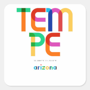 Sticker Carré Tempe Arizona Mid Century, Pop Art,