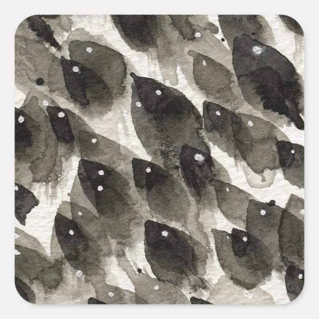 Sticker Carré Tempête de poissons (Devant)