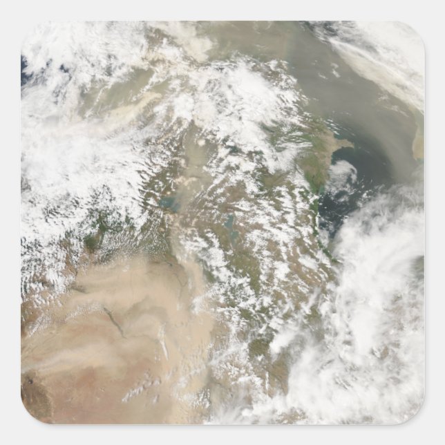 Sticker Carré Tempête de poussière au Moyen-Orient (Devant)