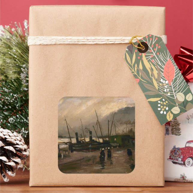 Sticker Carré Tempête portuaire des pêcheurs d'Amsterdam par Vin (vacances)