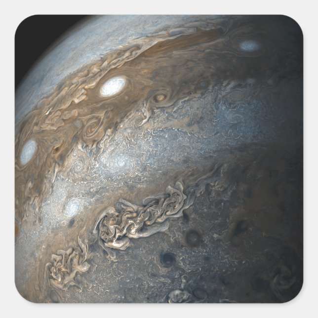 Sticker Carré Tempêtes sur Jupiter de Juno Cam (2017) (Devant)