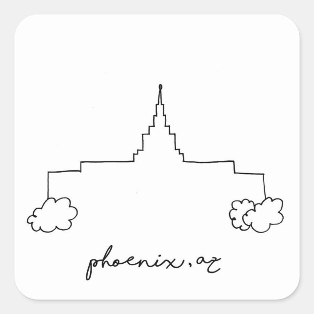 Sticker Carré temple de phoenix arizona croquis simple moderne (Devant)