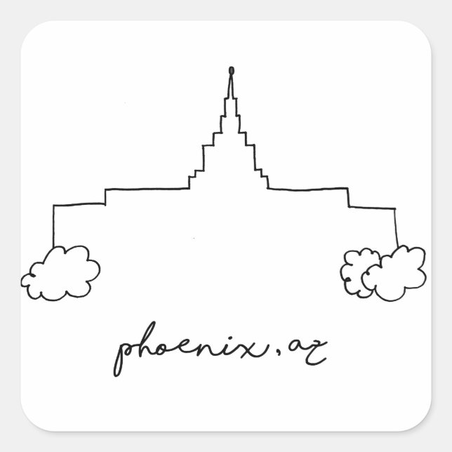 Sticker Carré temple de phoenix arizona croquis simple moderne (Devant)