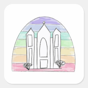 Sticker Carré Temple de Salt Lake City LDS coucher de soleil arc