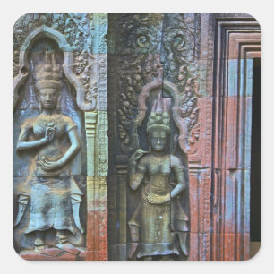 Sticker Carré Temple de Ta Prohm, province de Siem Reap, Cambodg