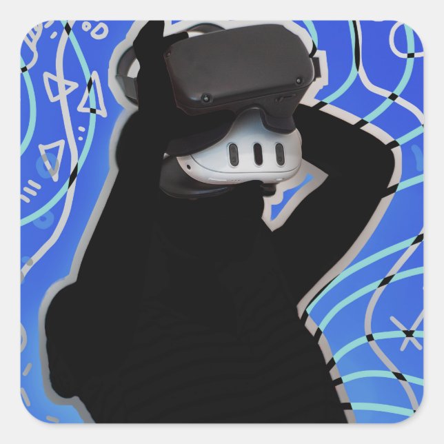 Sticker Carré Temps de jeu du casque VR Arrière - plan dynamique (Devant)