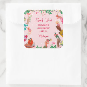 Sticker Carré Tendance Gribouillis Félicitations pour le diplômé