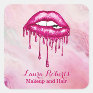 Sticker Carré Tendance Lèvres à séchage rose professionnel