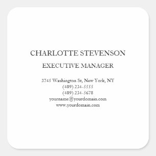 Sticker Carré Tendance Professionnel Blanc Simple Minimaliste