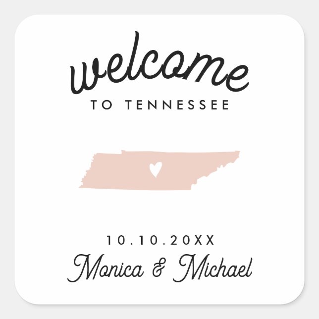 Sticker Carré TENNESSEE Destination Mariage N'IMPORTE QUELLE COU (Devant)