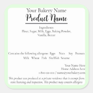 Sticker Carré Tennessee State Cottage Food Business Baking Étiqu