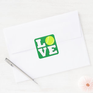 Sticker Carré Tennis AMOUR Fun Sports Joueur Équipe Fête
