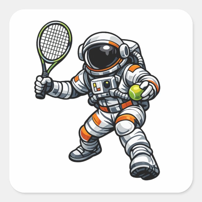 Sticker Carré Tennis Astronaute (Devant)
