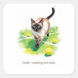 Sticker Carré Tennis Funny Dire pour les Amoureux de les chats