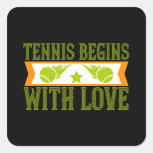 Sticker Carré Tennis - Le Tennis Commence Avec Amour