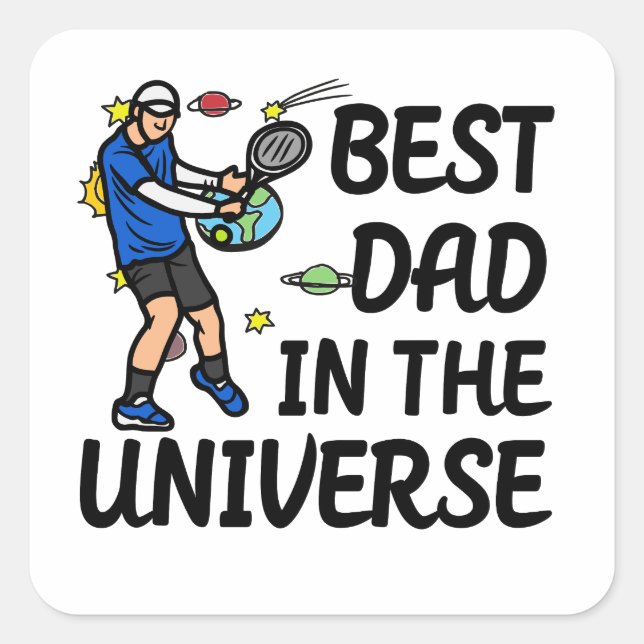 Sticker Carré Tennis Papa meilleur papa dans l'univers pour père (Devant)