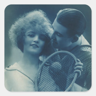 Sticker Carré Tennis sportif vintage, amour et romance