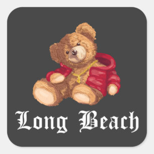 Sticker Carré Tenue de rue urbaine Teddy de Long Beach
