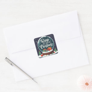 Sticker Carré Terminer C’est Noël Snow Globe Design