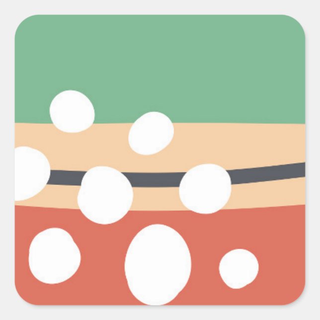 Sticker Carré Terracotta et sauge vert abstrait rétro art boho (Devant)