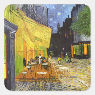 Sticker Carré Terrasse du café la nuit de Van Gogh