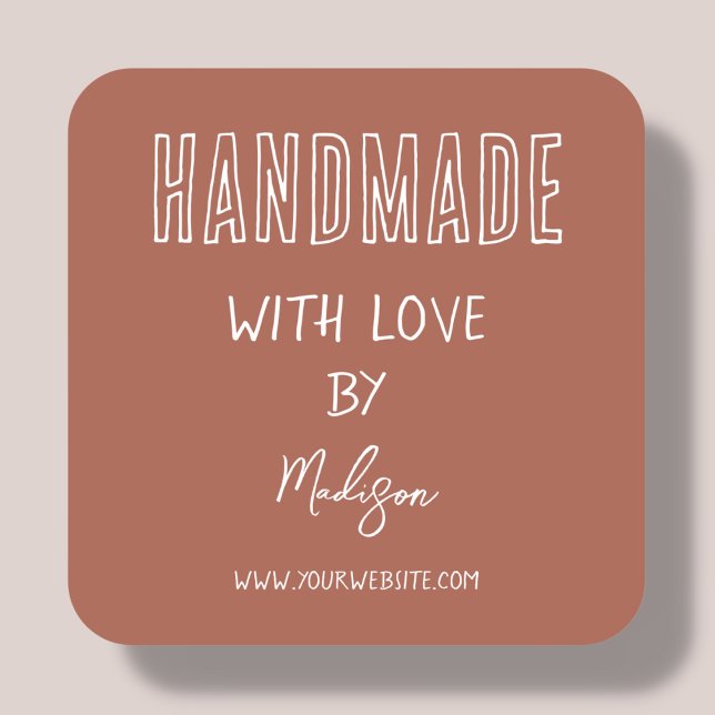 Sticker Carré Terre cuite | Fait à la main avec amour (Créateur téléchargé)