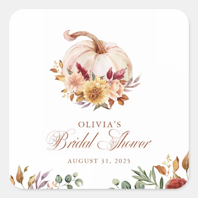 Sticker Carré Terre Cuite Fleurie Herbe de la Pampa et Citrouill (Devant)