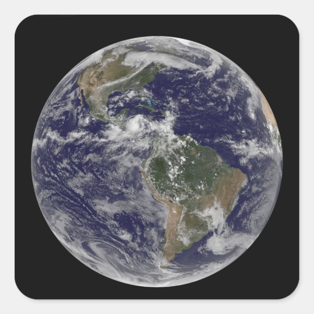Sticker Carré Terre entière montrant l'Amérique du Nord et l'Ame (Devant)