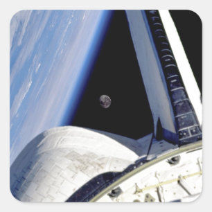 Sticker Carré Terre et Lune depuis la navette spatiale Discovery