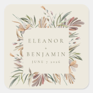 Sticker Carré Terres botaniques rustiques Noms des Mariages