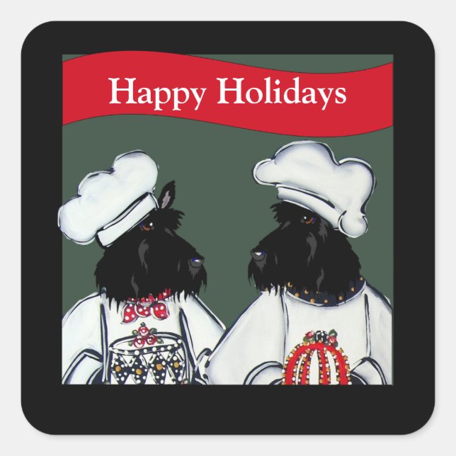 Sticker Carré Terrier écossais (Devant)