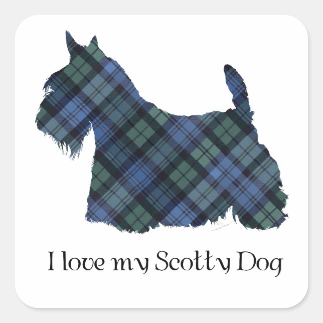 Sticker Carré Terrier écossais Black Watch Tartan (Devant)
