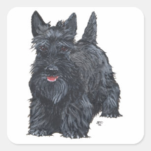 Sticker Carré Terrier Écossais joueur