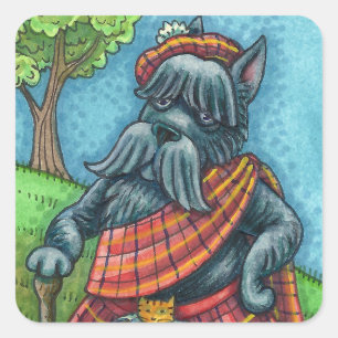 Sticker Carré TERRIER ÉCOSSE, SCOTTIE DOG PRIDE Kilt Sporran