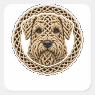 Sticker Carré Terrier Wheaten Nœud Celtique