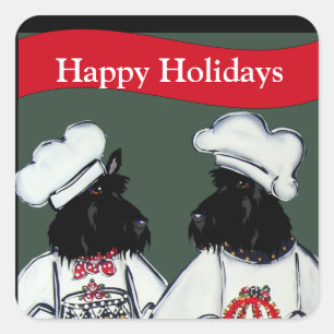 Sticker Carré Terriers Écossais   