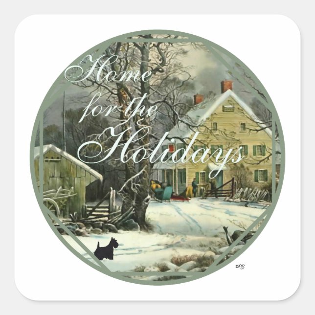 Sticker Carré Tervueren écossais Hiver à l'ancienne (Devant)