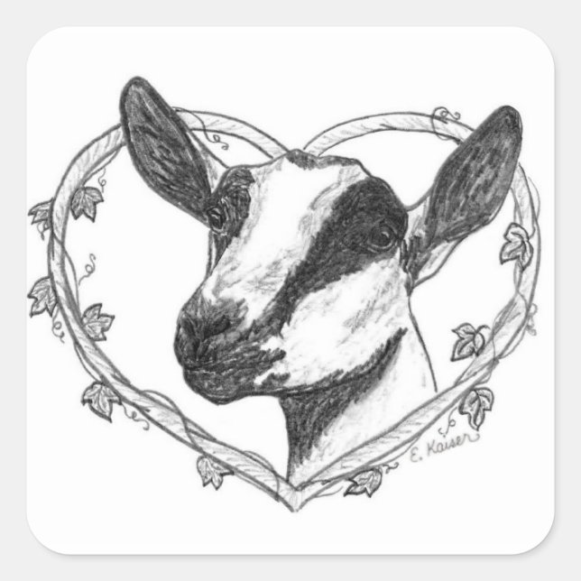 Sticker Carré Tête alpine au coeur (Devant)