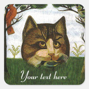 Sticker Carré Tête de chat vintage (Cheshire Cat)