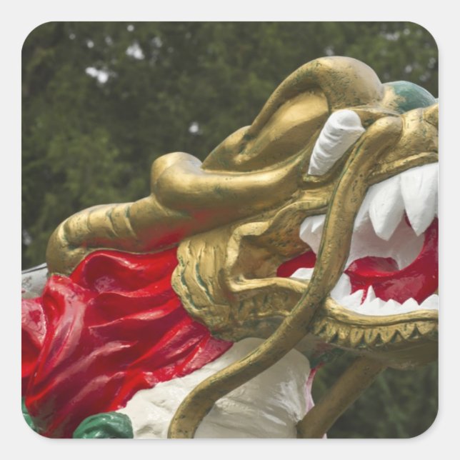 Sticker Carré Tête de dragon de bateau chinois, Stanley Park (Devant)