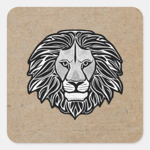 Sticker Carré Tête de lion