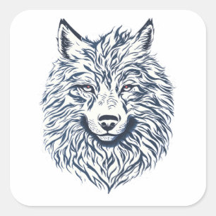 Sticker Carré Tête de loup