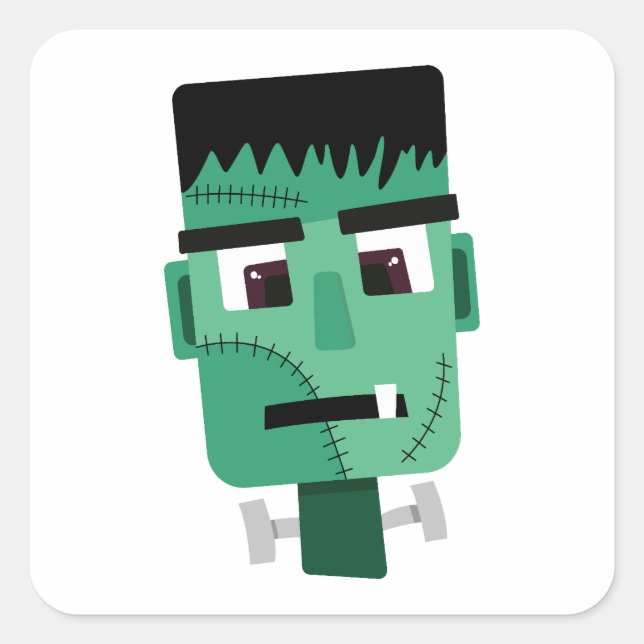 Sticker Carré Tête de monstre de Frankenstein (Devant)