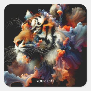 Sticker Carré Tête de tigre abstraite fantaisiste mignonne