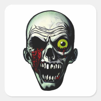 Sticker Carré Tête de zombie