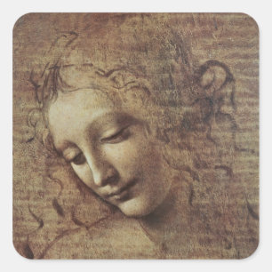 Sticker Carré Tête d'une jeune femme avec les cheveux ébouriff