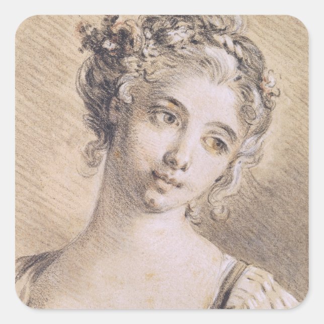 Sticker Carré Tête d'une jeune fille (Devant)