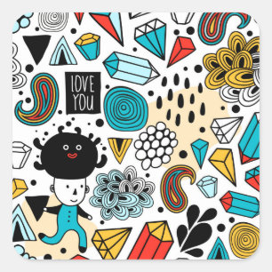Sticker Carré Tête folle